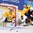 HELSINKI, FINLAND - JANUARY 5: USA's Matthew Tkachuk #7 battles for a loose puck with Sweden's Gustav Forsling #8 beside goaltender Felix Sandstrom #1 during bronze medal game action at the 2016 IIHF World Junior Championship. (Photo by Matt Zambonin/HHOF-IIHF Images)

